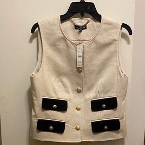 NWT J.Crew women’s Beige and Black Vest with Gold Accents buttons size 8